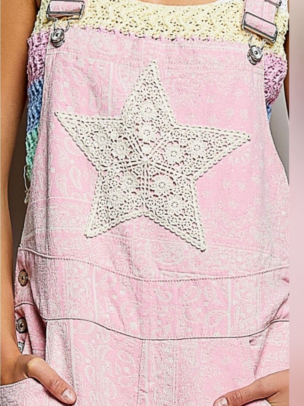 POL Bandanna Crochet Overalls - Picture 6 of 6